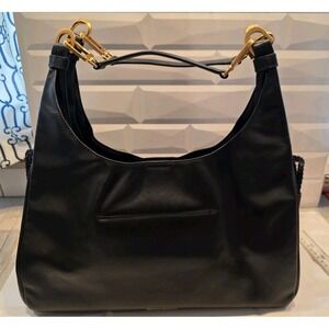 Donna Karan NY Bellarose Hobo Bag Black Leather Boho Purse XL Sholder